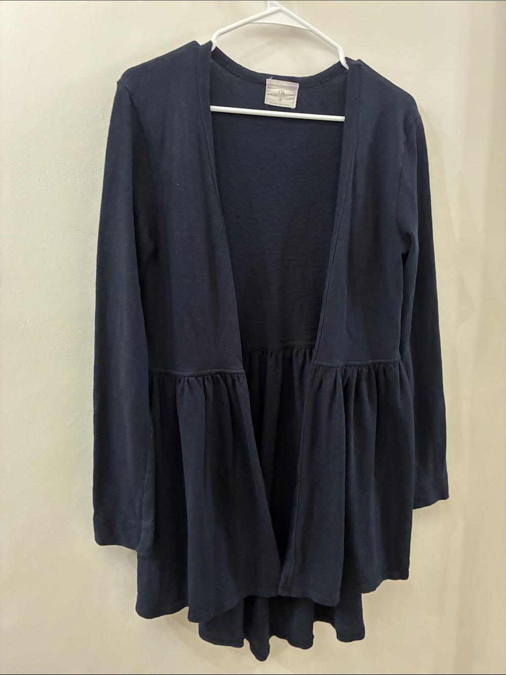 TLA - Aritzia - Womens Navy Open-Front Long Sleeve Cardigan Sweater - cotton